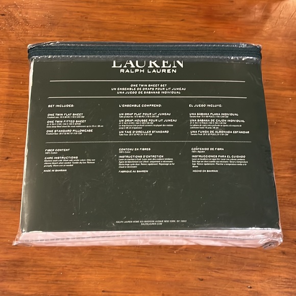 Ralph Lauren Twin Bed Floral Sheet Set Flat Fitted Pillowcase new grey white - Picture 4 of 7